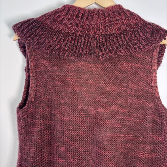 Bandolino Y2K Red Heather Knit Shawl Collar Sweater Cardigan Vest Size Medium - Picture 6 of 6